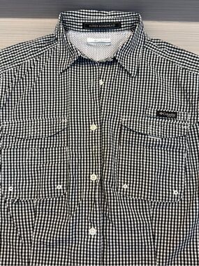 Ladies Columbia Black & White Gingham Super Bonehead Button-Up Fishing Shirt